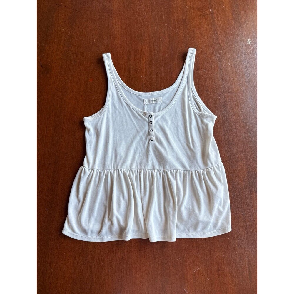 LUCKY BRAND white ribbed Peplum tank top NWOT